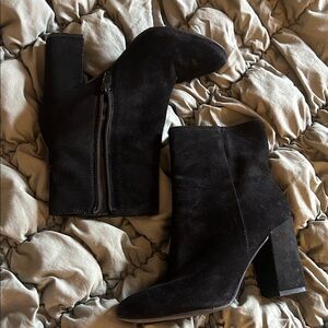 Lucky Brand Black Suede Heeled Boots